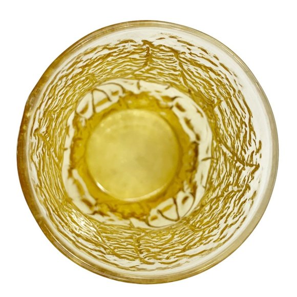 3 Vintage Anchor Hocking Juice Glass Cup Rain Flower Amber Honey Gold 4" High - Picture 6 of 9